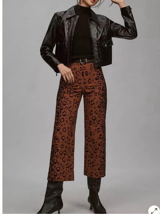 Maeve Pants - Maeve By Anthropologie The Colette Wide Leg Cropped Leopard Pants Sz 28
